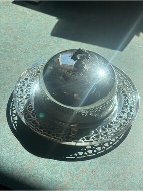 Vintage Wm. A. Rogers Silver Plate Covered Butter Dish with Cut Glass Insert